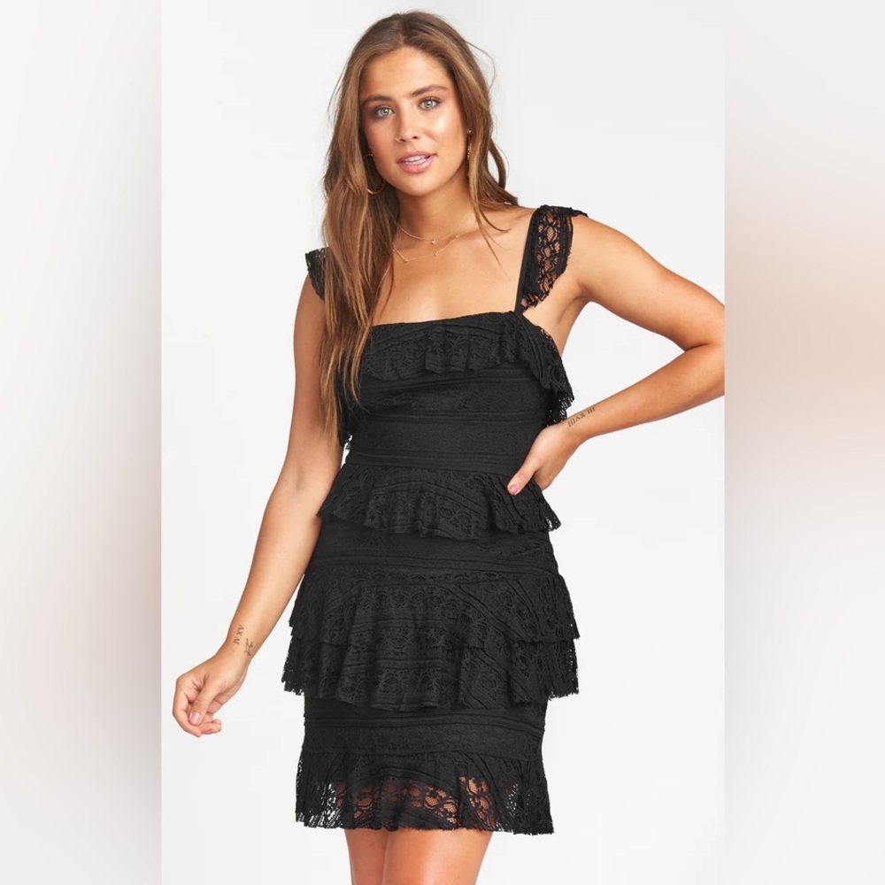 Show Me Your Mumu Black Lace Tiered Dress Size S